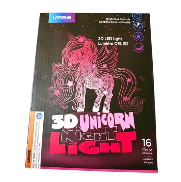 Vega Other - 3D Unicorn NIP Color Changing Night Light with Remote Multicolored